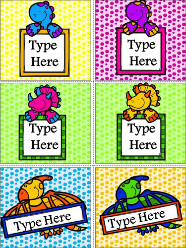 Editable Dinosaur and Polka dots Labels