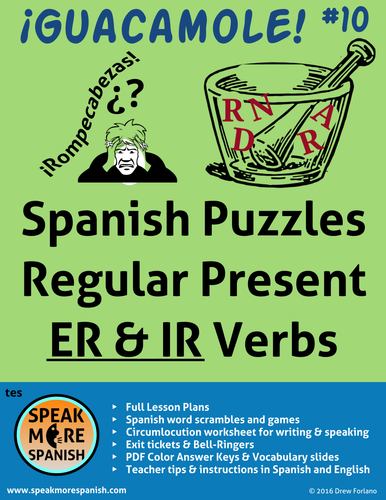 Spanish Puzzles for Regular Present "ER & IR" Verbs. Juegos de los Verbos Regulares con "ER & IR"