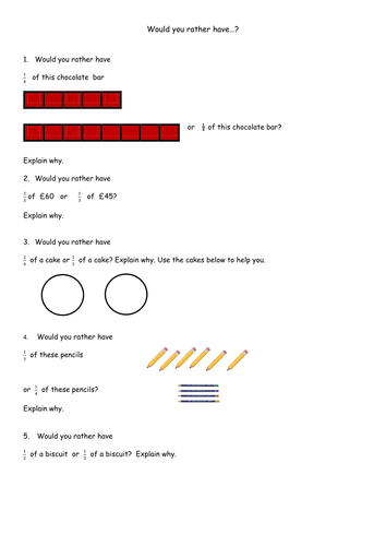 y2 fractions reasoning worksheet