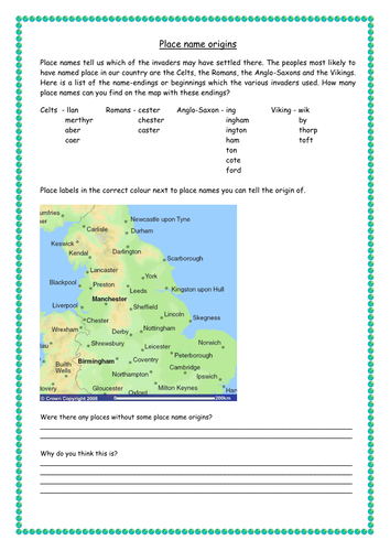Investigate the origins of UK place names