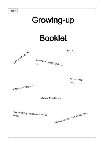 English Growing-up Booklet - Activity/Homework