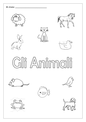 ITALIAN - Animals - Gli Animali - Activity Booklet - Worksheets