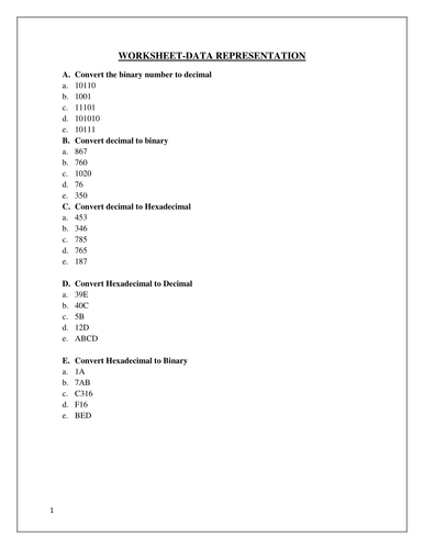 NUMBER CONVERSION AND MEASUREMENT OF MEMORY