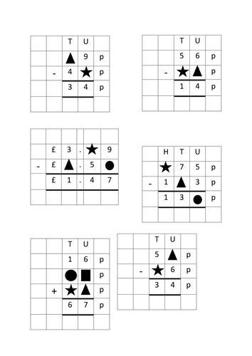 Key stage 1 higher ability and lower ks2 addition and subtraction column method mastery task