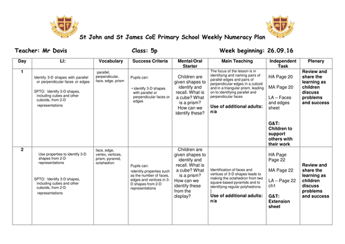 Year 5 Introduction to Shape