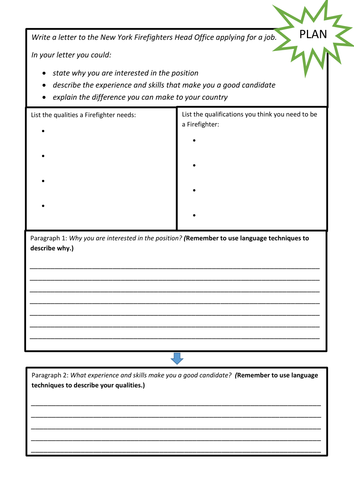 Persuasive Letter Planning Work Sheet - Low Ability