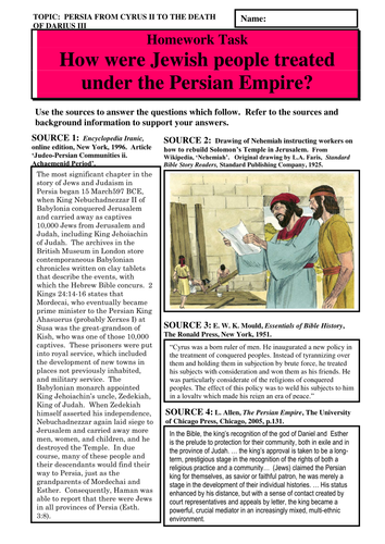 How were Jewish people treated under the Persian Empire?