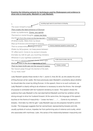 AQA Lit Macbeth extract revision