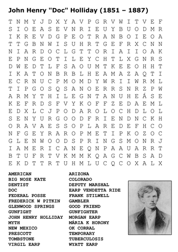 John Henry "Doc" Holliday Word Search