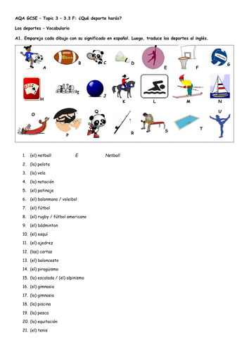 AQA GCSE 2016 Spec 3.3 F Que deporte haras