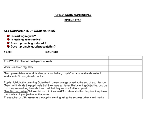 Subject Leader Book Scrutiny document