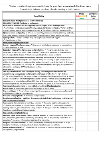 OCR GCSE (9-1) Food Preparation&Nutrition:Section B (Food) PLC [Revision, DIRT, Exam Prep] Essential