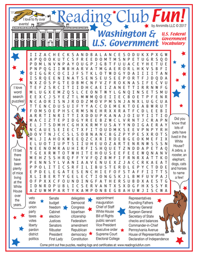 U.S. Federal Government Vocabulary Word Search Puzzle