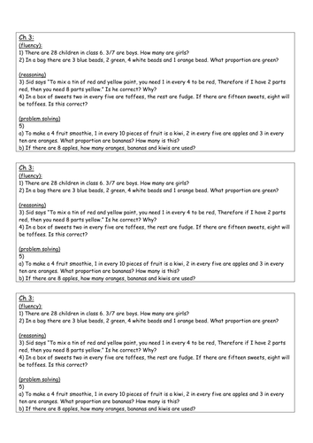 Y6 Week on ratio and proportion