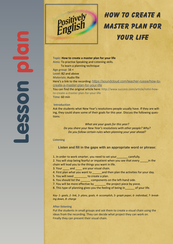 How to create a master plan for your life | Teaching Resources