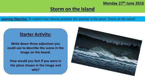 AQA Power and Conflict anthology Storm on the Island Lessons