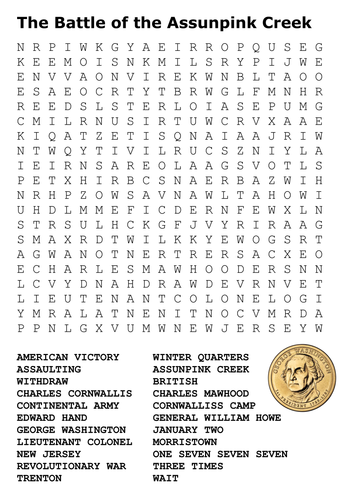 The Battle of the Assunpink Creek Word Search