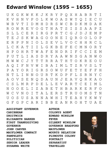 Edward Winslow Word Search