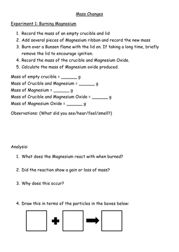 New AQA GCSE Quantitative Chemistry Mass Changes