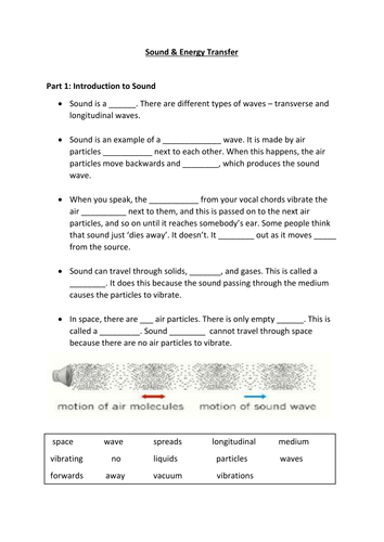 Introduction to sound worksheet | Teaching Resources