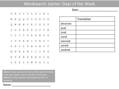 10  Wordsearches French Language Keywords KS3 GCSE Wordsearch Starter Plenary Cover