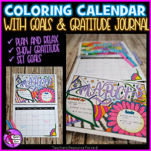 2018 Colouring Calendar - with goals and gratitude journal