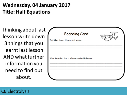 AQA GCSE C6 Electrolysis L5 Half Equations