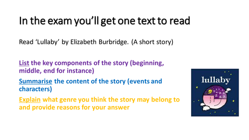 AQA GCSE (9-1) English language paper1 introduction & exploration of Lullaby by Elizabeth Burbridge