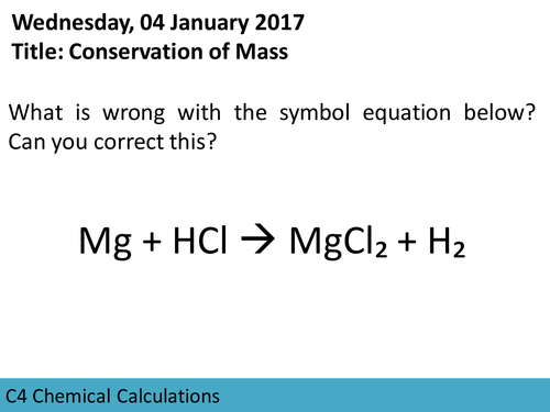 AQA GCSE C4 Chemical Calculations L1 Conservation of Mass Lesson