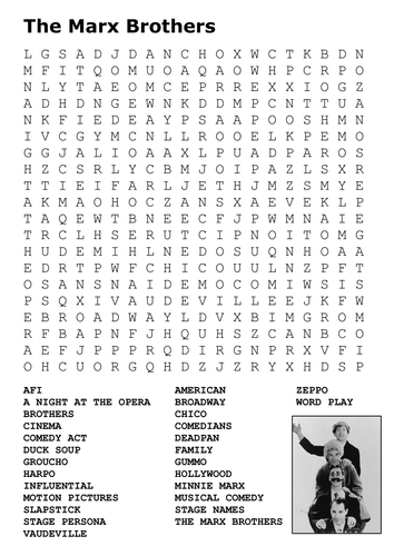 The Marx Brothers Word Search