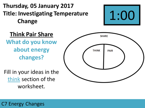 AQA GCSE C7 Energy Changes L3 Investigating Temperature Change Required Practical
