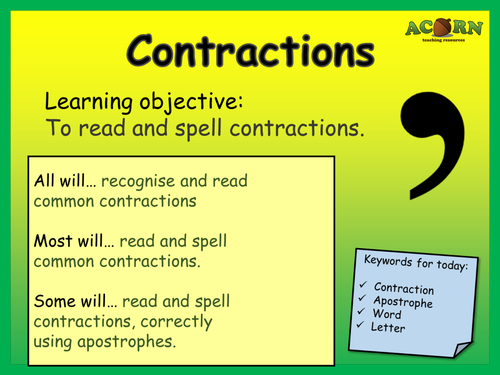 English - Contractions - Activities & Games