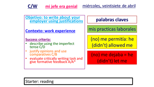work experience: describing your colleagues / boss using justifications