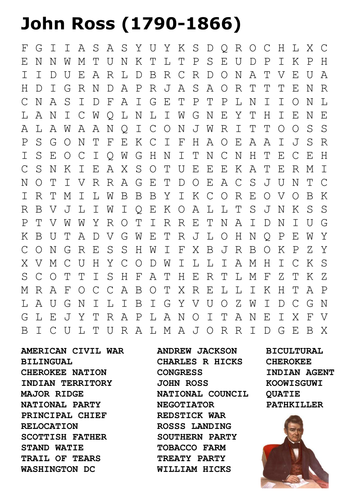 John Ross Cherokee Nation Word Search