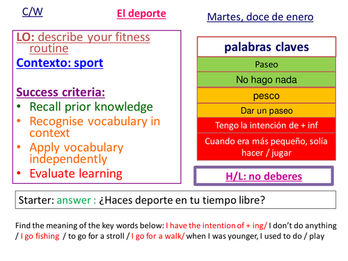 el deporte = hacer o jugar