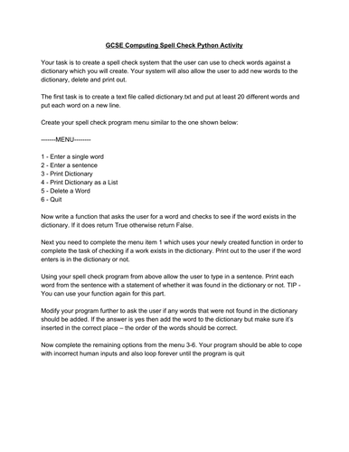 Python Spell Check Challenge