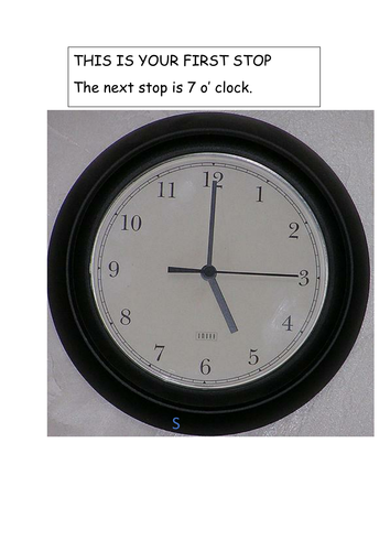 O' clock scavenger/treasure hunt game for KS1 linked to Polar explorers topic