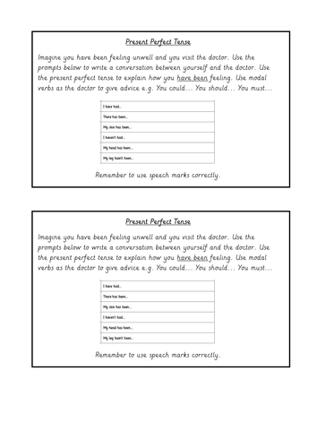 Differentiated Tenses Homework