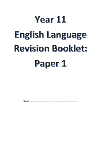 Edexcel English Language GCSE Revision Booklet: Paper 1