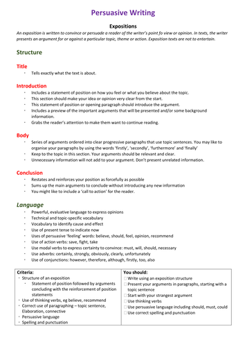 Persuasive Writing Prompt Sheet