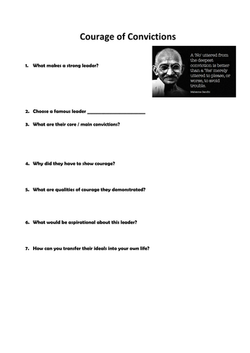 Courage of Convictions worksheet