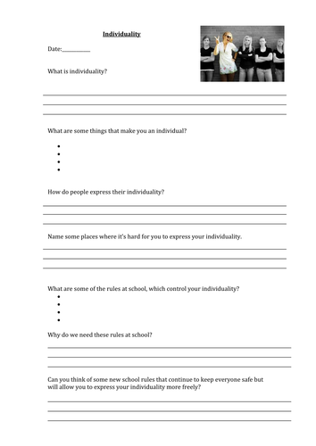 Individuality worksheet