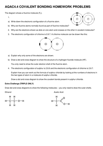 Covalent Bonding Problems Sheet