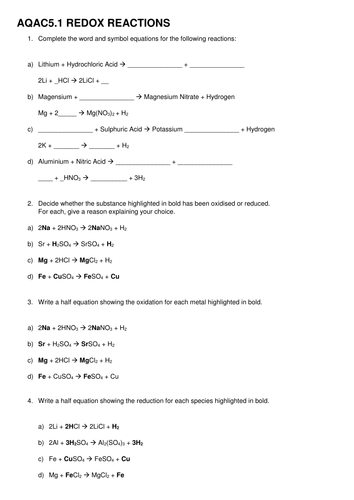 Redox Reactions & Half Equations by AJ1990 - Teaching Resources - Tes