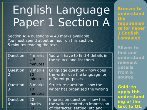 AQA Language Paper 1 Section A