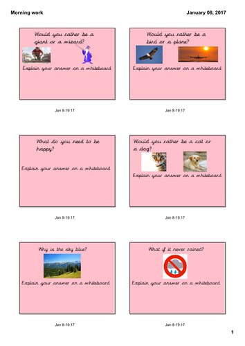 Philosophical Questions Morning Work Starter Ks1 2 Teaching Resources