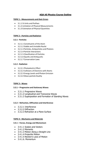 Word document AQA AS course outline