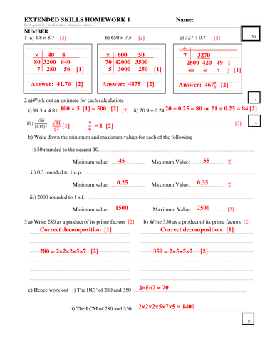 Maths extended skills practice paper