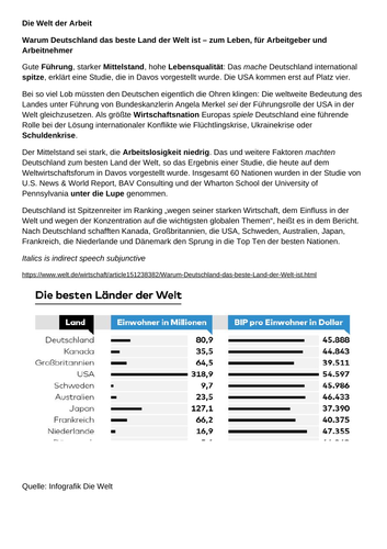 Revised NEW Year 12/13 German Preparation: Die Welt der Arbeit for Edexcel