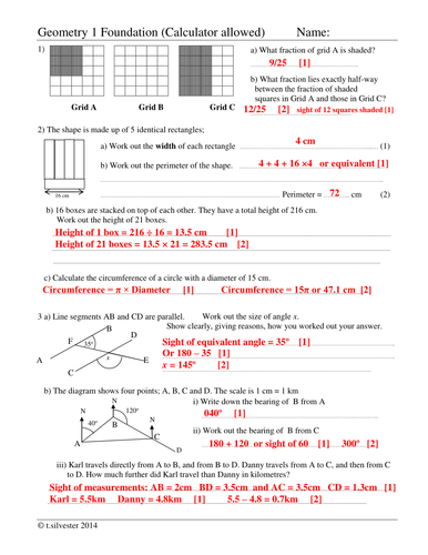 Maths: 12 Foundation Geometry and Algebra assignments